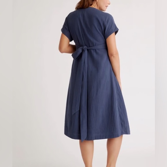 Quince Organic Cotton Gauze Maternity Midi Dress - Picture 3 of 7